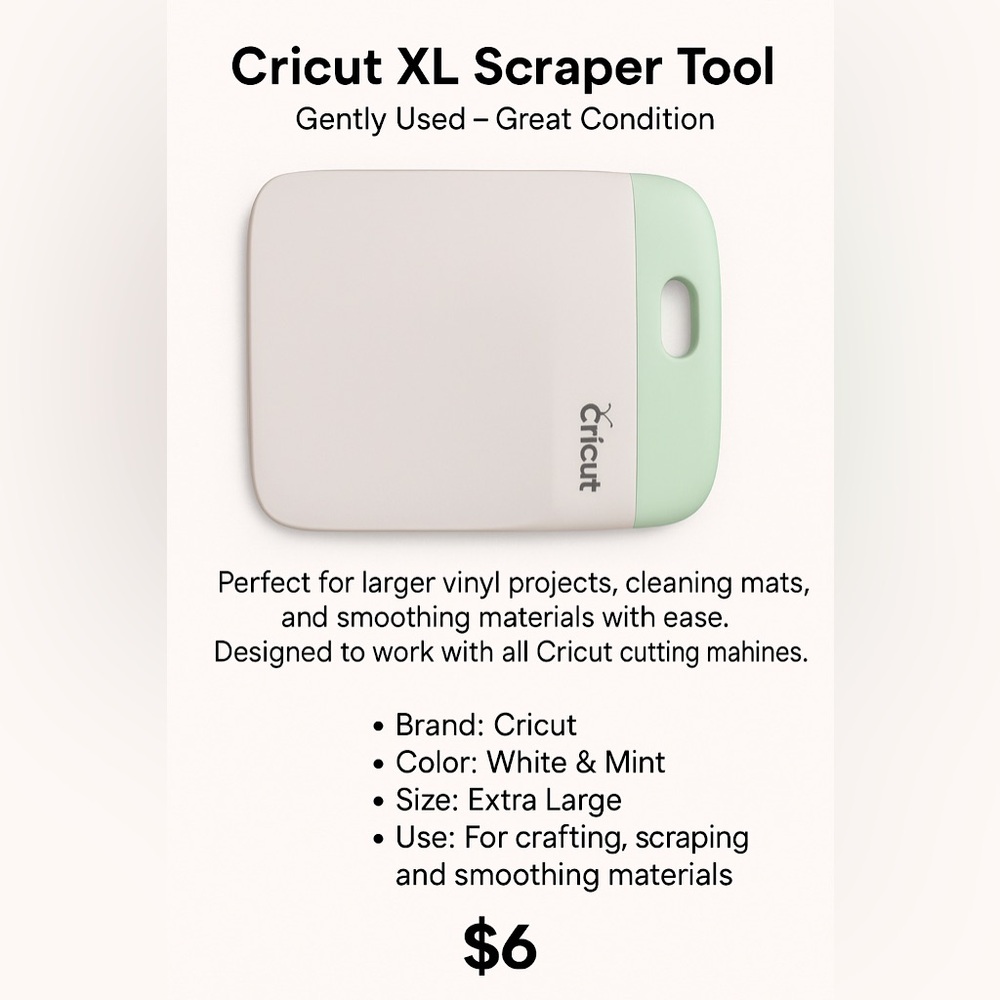 Cricut XL Scraper Tool - White and Light Green